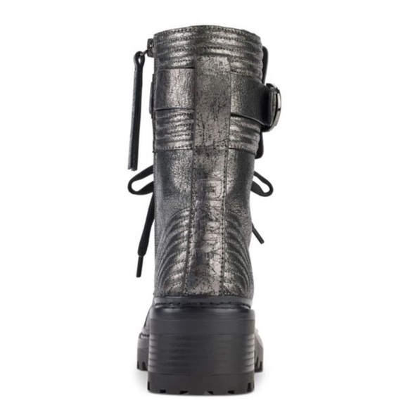 DKNY Womens Silver Basia Round Toe Block Heel Boots NWOT size 6M. - Picture 3 of 10
